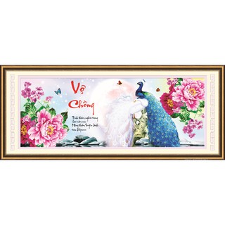 TRANH ĐÍNH ĐÁ Vợ Chồng Công Mẫu Đơn Ailuo AL77579 |112x42cm| _ Chưa đính