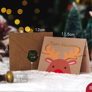 Thiệp Giáng Sinh Handmade Set 6 Chiếc Bao Gồm Tấm Thiệp Miếng Dán Phong Bì Bé Bebeshop