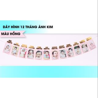 Dây khung hình ép kim sang chảnh 12 tháng trang trí sinh nhật