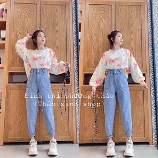 Quần Bò Baggy Cạp Cao 2 Khuy Siêu Tôn Dáng (Hàng Loại 1 )