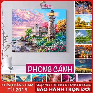 Tranh tô màu theo số phong cảnh Gam có sẵn đã căng khung dày 2.5cm mẫu sale chọn lọc