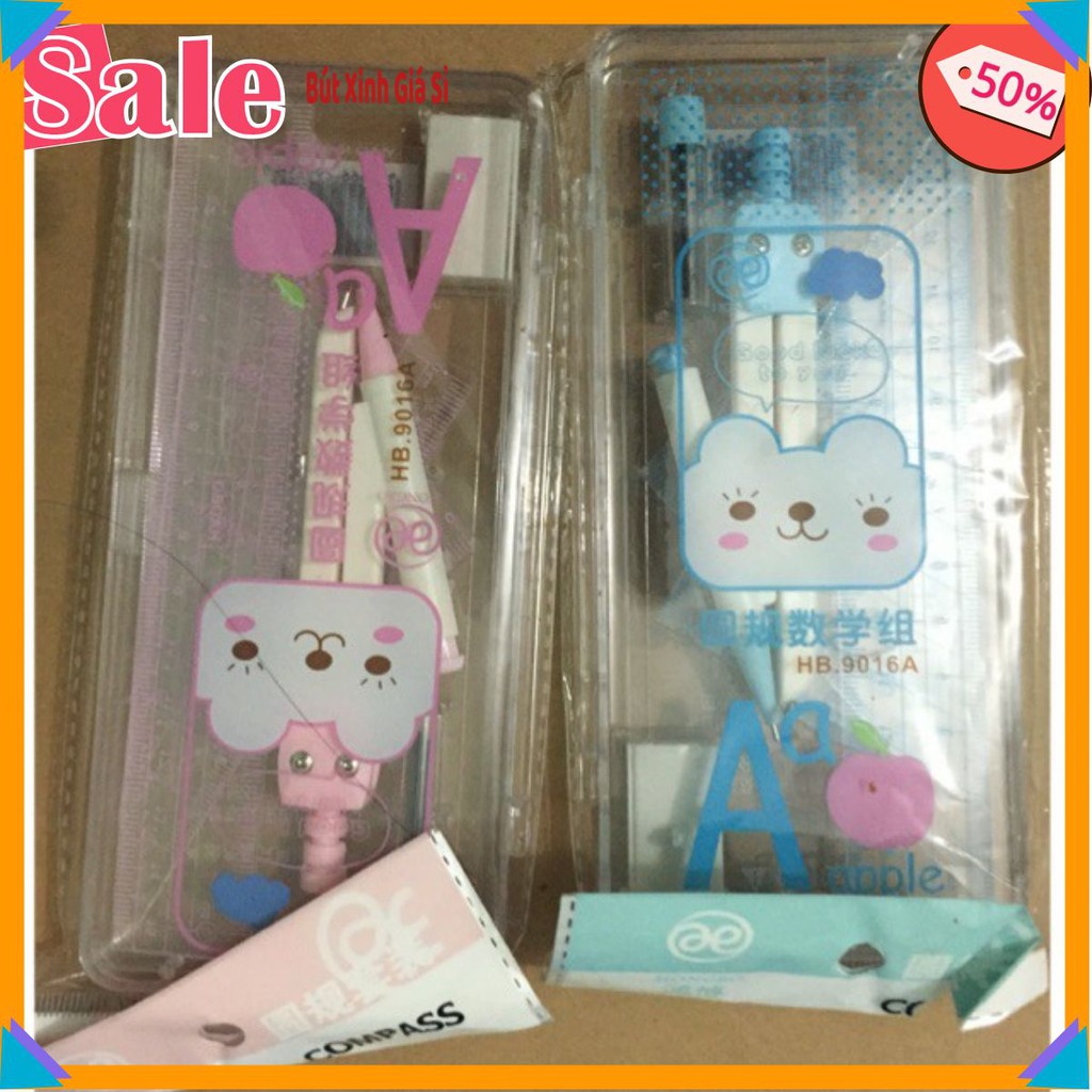 <FreeShip> 1 bộ compa + eke đẹp ( 7 món )