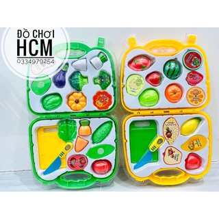 [HÀNG VN LOẠI TO] Đồ chơi Vali trái cây rau củ cắt thái hoa quả có tiếng anh dành cho bé thích nấu ăn nhà bếp 6788
