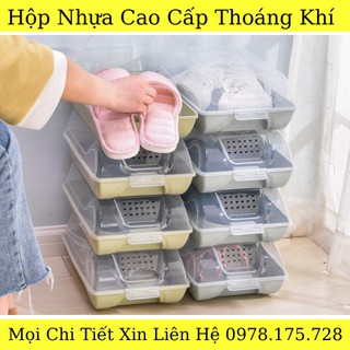 Hộp Đựng Giày Thông Hơi Trong Suốt Có Nắp Đậy Không Lo Ẩm Mốc