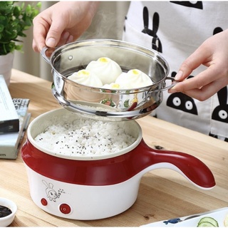 Nồi Lẩu Điện Mini 2 Tầng Đa Năng Chống Dính 18cm Tặng Xửng Hấp, Ca Nấu Mì Nấu Lẩu