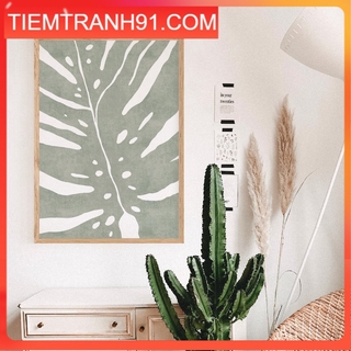Tranh treo tường | Tranh trừu tượng - Abstract leaf print, sage green monstera leaf poster, Watercolor illustration