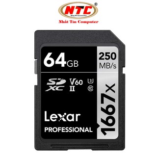 Thẻ nhớ Máy Ảnh SDXC Lexar Professional 64GB 1667x UHS-II U3 V60 Read 250MB/s / Write 80MB/s (Đen)