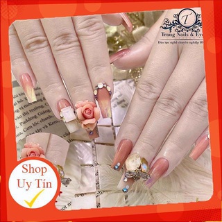 Hoa bột nail gắn móng tay  | Hoa hồng đơn đá ( set 2 bông/10 bông )