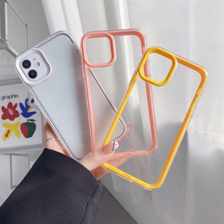Ốp Điện Thoại Trong Suốt Viền Màu Kẹo Chống Sốc Cho iPhone 11 12 Pro Max