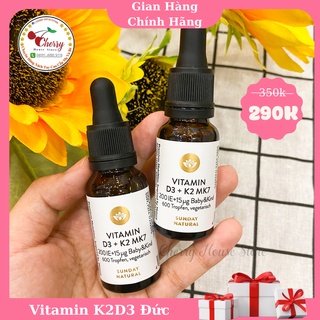 [CHÍNH HÃNG - Date 2023] ♥ Vitamin K2 D3 Mk7 Sunday Natural 20ml - Đức