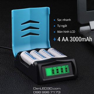 [Chính Hãng] Combo Sạc Nhanh BESTON C9001 Kèm 4 Pin AA 3000mAh - Sạc Tự Ngắt Có Màn Hình LCD - BH 1 Đổi 1