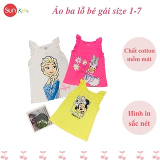 Áo thun bé gái, áo phông bé gái dáng ba lỗ, chất cotton, nhiều màu, size 1-7 - SUNKIDS