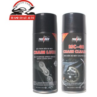 Bộ sản phẩm vệ sinh sên MC-40 400ml, Bôi trơn dưỡng sên Thunder Chain Lube 400ml