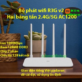 Xiaomi R3G v2 Router wifi băng tần kép AC1200, Wan Lan Gigabit 1Gb