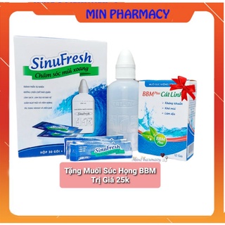 [ Tặng Kèm Muối BBM Súc Họng ] Bình Rửa Mũi Xoang Cát Linh SinuFresh + 30 Gói Muối
