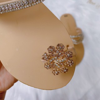 [Rẻ vô địch] Dép lê nữ xỏ ngón đá xoáy 3 quai mẫu mới cực chảnh