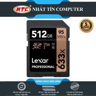 Thẻ nhớ Máy Ảnh SDXC Lexar Professional 512GB 633x UHS-I U3 4K V30 95MB/s (Đen)​​​​​​