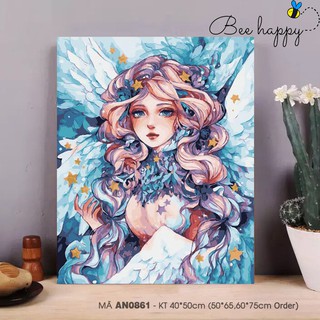 Tranh Sơn Dầu Số Hóa Tự Tô BEE HAPPY Cô Gái Mã AN0861