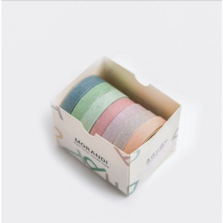 Hộp 7 cuộn washi tape trơn màu 7mm x 2m nhiều tông màu băng keo pastel vintage trang trí sổ tay, nhật ký