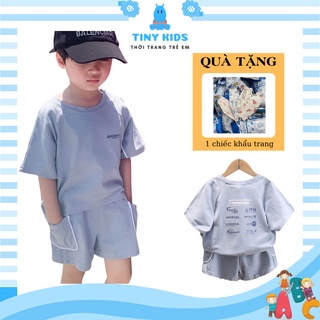 Quần áo trẻ em cho bé trai trơn xuất xịn,  bộ áo thun cho bé trai từ 6- 22kg TINY KIDS