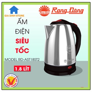 Ấm siêu tốc Rạng Đông RD-AST18ST2 1.8L- Công suất lớn 1500w, Inox 304 và nhựa nguyên sinh, siêu bền