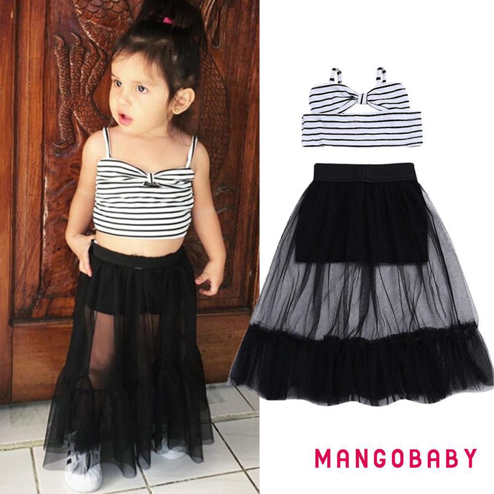 Bộ Đồ 2 Món Gồm Áo Ren Đính Nơ Và Chân Váy Tutu Dành Cho Bé Gái
