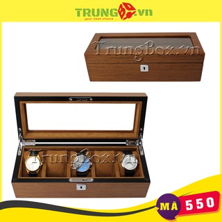 Hộp Đựng Đồng Hồ 5 Ngăn Vỏ Gỗ Veneer Cao Cấp - Mã 550 | SANELY
