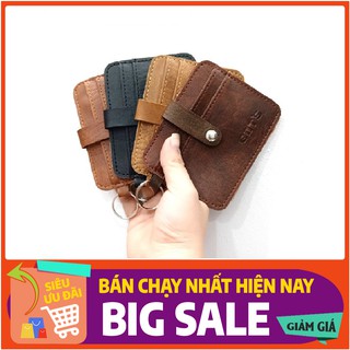 Ví da mini dạng móc khóa Bỏ túi, móc xe, đựng thẻ card siêu tiện lợi
