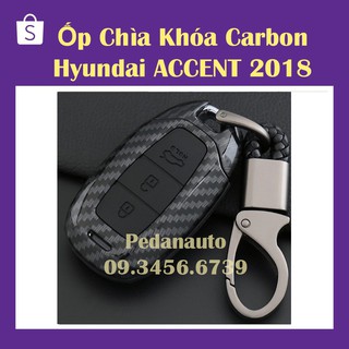 Ốp Chìa Khóa carbon xe Accent, Kona, Santafe 2018-2019 2020