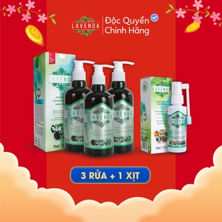 Combo khử nhanh Nấm ngứa, Khử mùi hôi, khí hư, Huyết trắng (1 xịt Lavenda 60 ml + 3 rửa Lavenda 275ml)