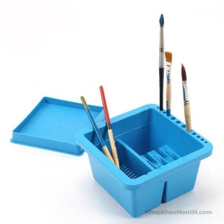 Hộp Xô Nhựa Cắm Và Rửa Cọ Bút Mont Marte Đa Năng 2 Ngăn Vuông Brushwasher Twin Compartment Square Plastic