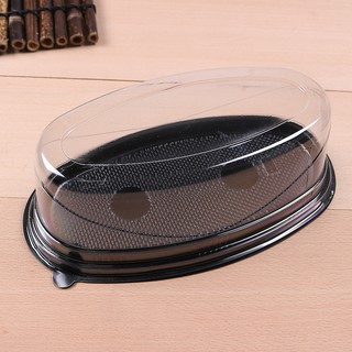 Hộp đựng bánh hình Oval 12/22cm (đế trắng/đen, 10 hộp) bằng nhựa đựng bánh rau câu, các loại bánh nướng