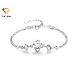 [Mã LT50 giảm 50k đơn 250k] Lắc tay bạc Ý S925 Huệ Ngân - Cỏ bốn lá may mắn dây hộp RYB140087