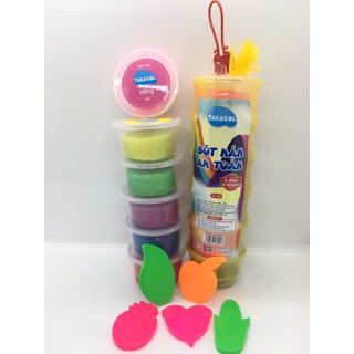 Đất nặn đất sét an toàn TAKACOL có 6 hũ màu và 5 khuôn chơi kèm TL02