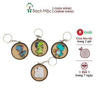 [Mã BMBAU50 giảm 7% đơn 99K] Móc Khóa Gỗ Ba Lớp BÁCH MỘC Thiết Kế Hình Tròn Nhiều Mẫu Họa Tiết Xinh Xắn Dễ Thương