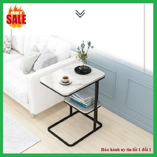 [HOT HOT] Bàn trà 2 tầng, chân sắt, mặt gỗ, 50x30x58cm - RE0566
