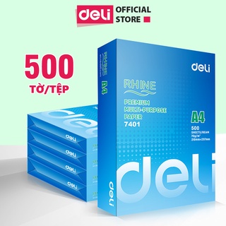 Giấy in A4 cao cấp Deli định lượng 70gsm - Tệp 500 tờ, chống tích điện, chống lóa - W7401