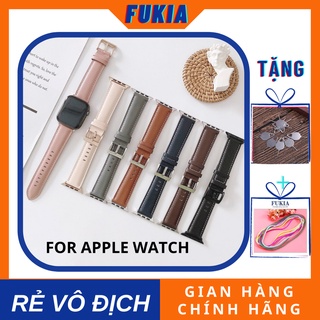 Dây da trơn cao cấp khoá vuông dành cho Apple Watch đồng hồ thông minh Series 1/2/3/4/5/6/7/SE size 38/40/41/42/44/45mm