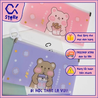 Túi đựng bút dễ thương, chất liệu chống nước, khoá zip tiện lợi, kích thước 15cm x 20cm