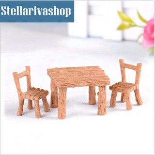 Tiểu Cảnh - Bộ bàn ghế gồm 1 bàn 2 ghế làm tiểu cảnh terrarium/ mô hình trang trí