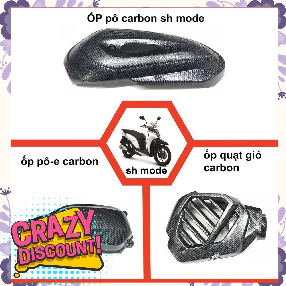 Combo ốp pô, ốp pô-e và ốp quạt gió SH mode carbon nhưa xi đặt biệt thanh khang 006001373 006001374 006001375