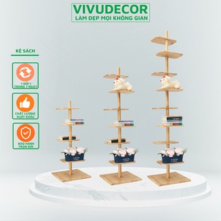 Kệ gỗ Vivudecor decor trang trí phòng ngủ nhà giá sách tháo lắp nhỏ gọn 8 tầng