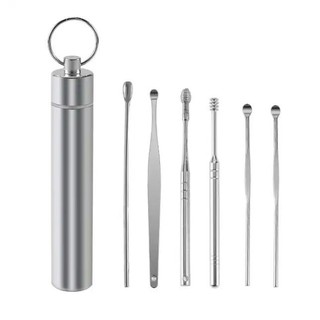 [Đồ Gia Dụng] Bộ Dụng Cụ Ngoáy Tai Lấy Ráy Tai 6 Món Bằng Thép Không Gỉ Cao Cấp