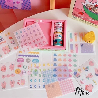 Băng dính washi tape set 7 cuộn in họa tiết xinh xắn dùng để trang trí sổ tay, dán kệ tủ decor bàn học cute