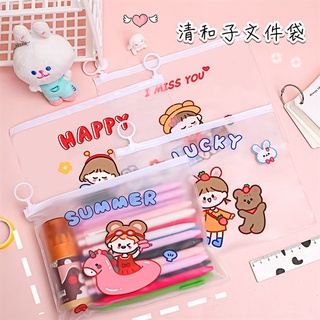 Túi đựng bút a5 cô bé dễ thương - Thỏ Hồng