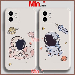Ốp lưng iPhone Phi hành gia Cute cạnh viền vuông silicon mềm dẻo cho iphone 6/6s/7/8/X/XS/11/12/13 Pro Plus Max