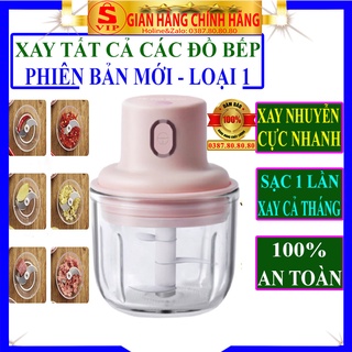 [ LOẠI ĐẸP-BẢN MỚI ] Máy xay tỏi ớt, xay thịt, củ quả đa năng/ Máy xay mini cầm tay xay thịt cá tiêu sạc điện 250ml