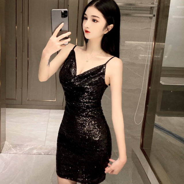 Váy kim sa 2d cổ đổ
