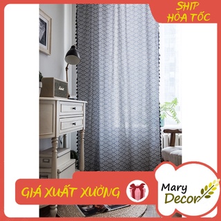 Rèm cửa chính decor trang trí nhà cửa nhiều mẫu mã - họa tiết Sóng cong R-G07