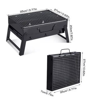 Bếp nướng than hoa BBQ thiết kế gấp gọn có quai xách tiện lợi, khung kim loại chắc chắn, vỉ nướng inox